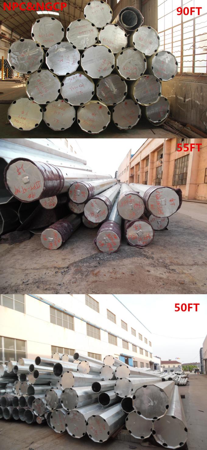 10m 12KN Afrique Polonais tubulaire en acier standard avec la préparation de surface de galvanisation 0