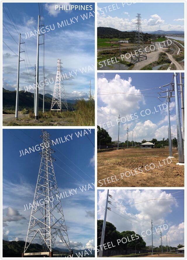 La distribution galvanisée de Polonais de courant électrique de 70ft pour 132kv 69kv Philippines projettent 1