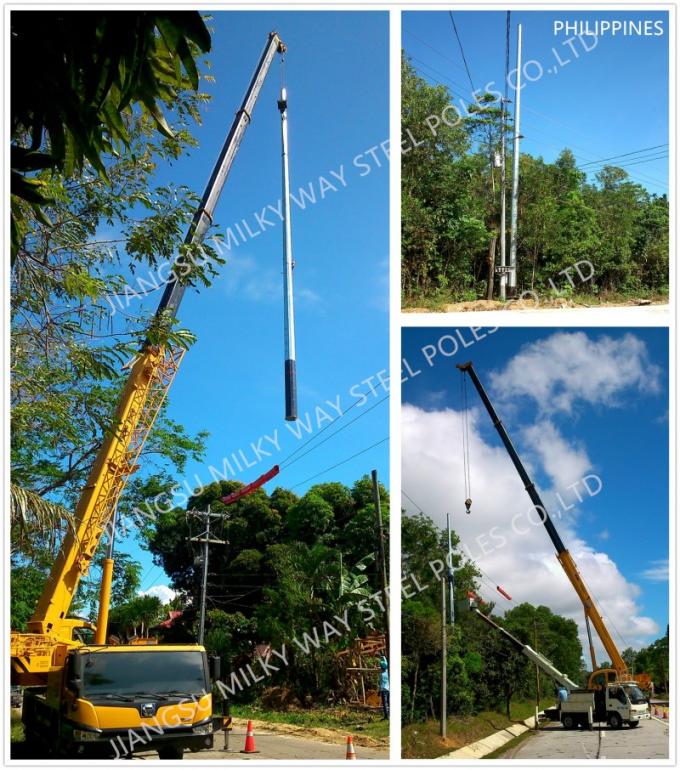 45 pieds NEA Pole en acier électrique 2 sections 500 kg Philippines Traditionnel 3