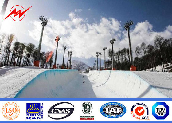 poteau rond de mât de 35m haut pour l'éclairage de parc avec le système de levage