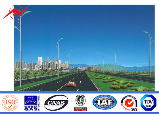 Poudre enduisant 12m Polonais en acier galvanisé par bras simple pour l'éclairage routier