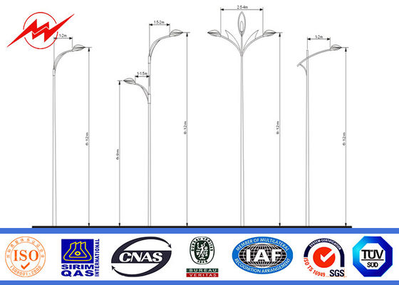 Peignant 2.75mm 12m Polonais en acier galvanisé double par bras pour l'éclairage routier