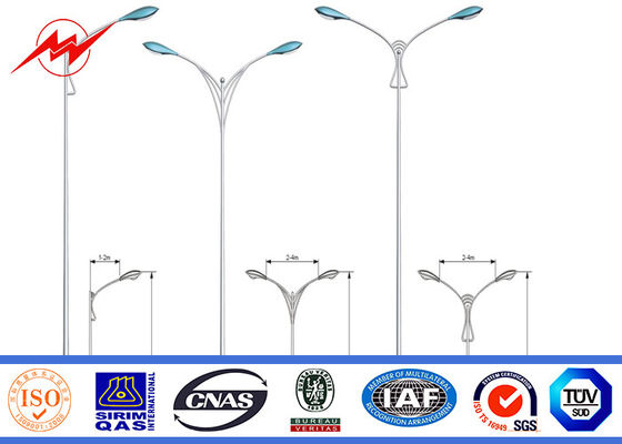 Peinture HDG 9m Polonais en acier galvanisé double par Outreach avec le bras deux croisé