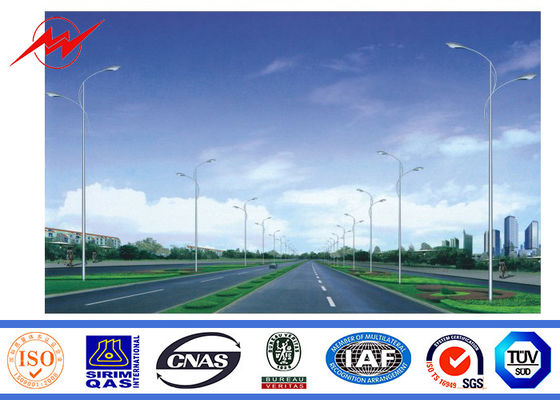 Peinture HDG 9m Polonais en acier galvanisé double par Outreach avec le bras deux croisé