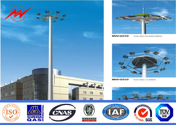 Le HDG a galvanisé mât Polonais de poteau de puissance le haut avec des lanternes de 400w HPS