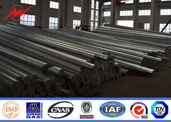 Transmission électrique polygonale de 33KV 12m Polonais de service en acier avec les bras croisés