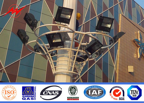 Éclairage Polonais 20m élevé de peinture à flasque de mât de 3mm avec la vitesse du vent 30m/s de 12 lampes