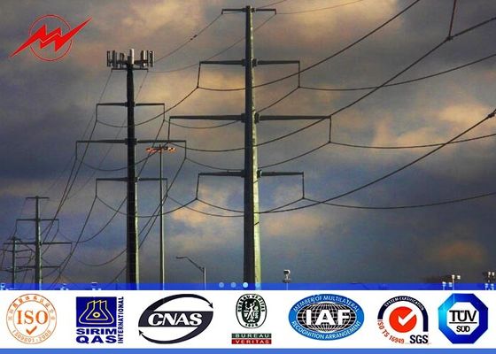 la distribution d'énergie en acier octogonale de 14m Polonais a galvanisé le bitume AWS D1.1 pour la transmission Overline