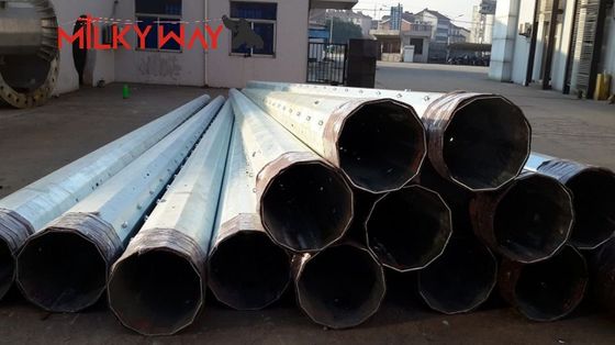 33KV Tubular Octagonal Steel Power Pole with 500 Kg Design Load and Wind Speed 160km/h Earthquake Resistant