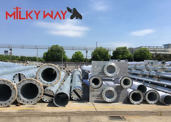 Pôle d&#39;alimentation en acier de 22 m pour la ligne de distribution électrique extérieure avec matériau en acier Q345 et revêtement en poudre en polyester pur