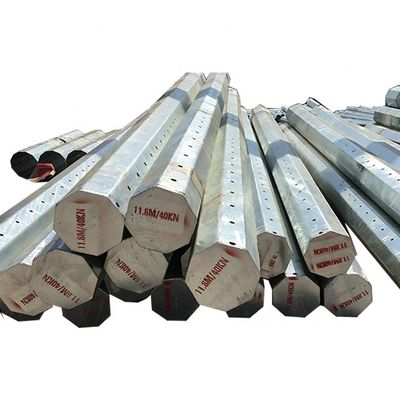 14m Height Hot Dip Galvanized Transmission Steel Pole with ISO9001/BV/SGS Certification and 3-500km/h Wind Resistance