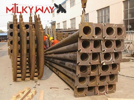 Poteau de réverbère octogonal à charnière moyenne galvanisé à chaud de 12 m