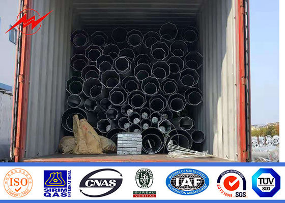 Polygone 12m 14m Astm A123 Polonais tubulaire en acier de galvanisation 69kv