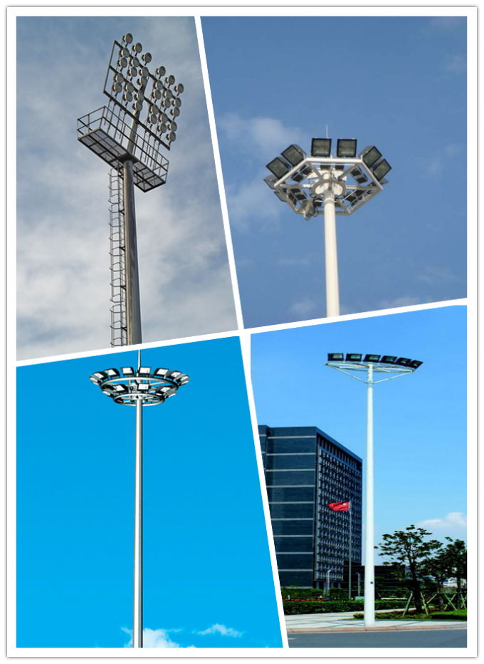Lumières élevées de la tour 10 200W HPS de mât de lumière octogonale du stade Q345 avec le système de augmenter 0