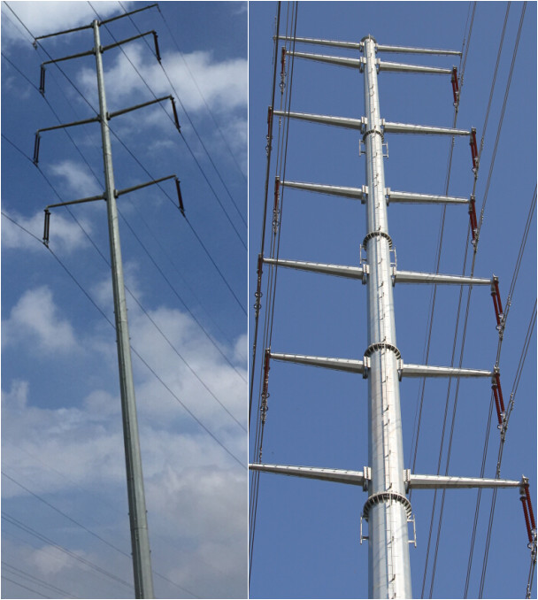40ft coniques 138kv Polonais de service en acier pour la ligne électrique de distribution de transmission 2