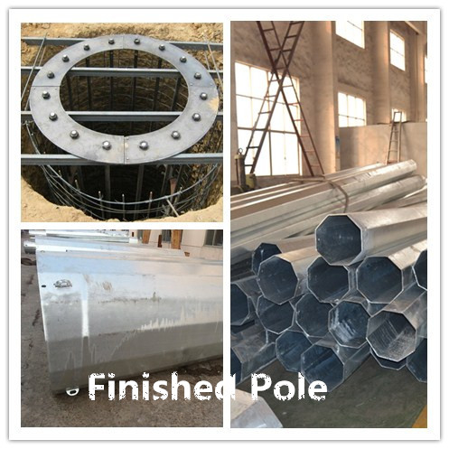 Pouls d'alimentation électrique octogonal de 50 pieds pour transmission de puissance 10 KV 550 KV Facteur de sécurité 1,8 0